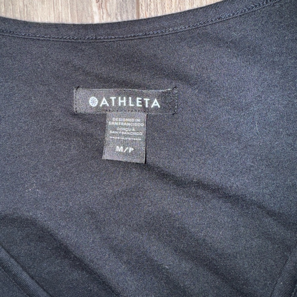 Athleta Black Ruched Sheath Mini Dress Medium - Picture 2 of 5